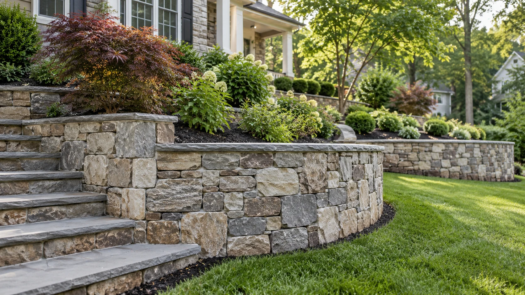 Generated design inspiration: Natural stone retaining walls